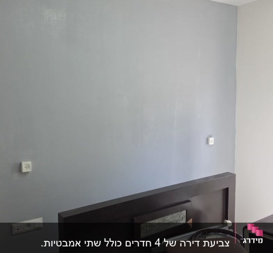 קיר צבוע בחדר עם מיטה ורהיטים